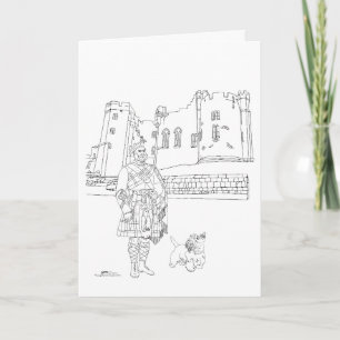 Carte Château d'Alnwick, Gentleman en kilt, Chien Scotti
