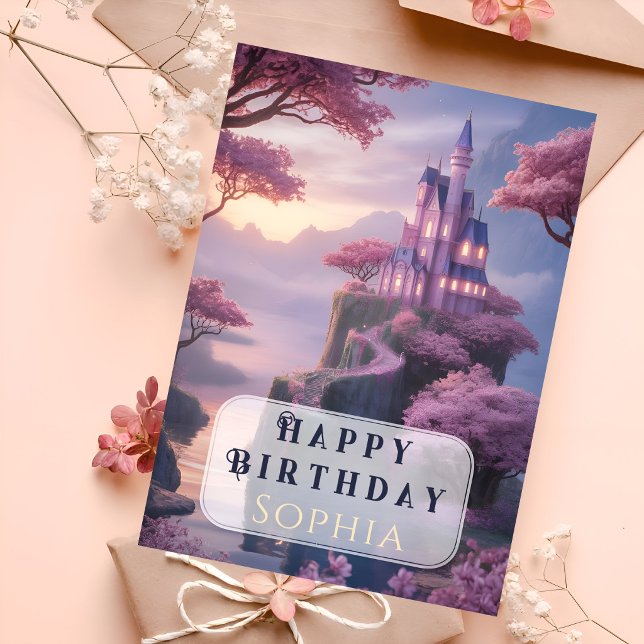 Carte Château de Princesse Rose Anniversaire (Créateur téléchargé)