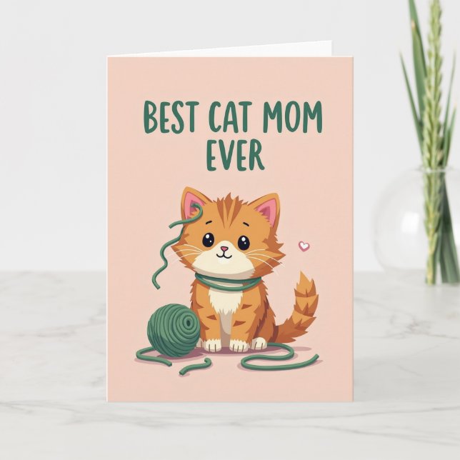 Carte Chaton au gingembre, meilleure maman de chat qui s (Devant)