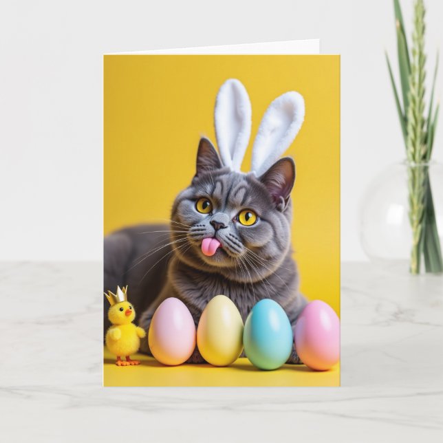 Carte Chaton aux Oreilles de Lapin Mignon (Devant)