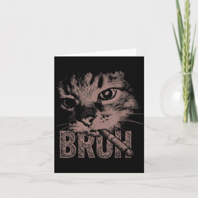 Carte Chaton cigarette drôle chat qui fume mème stupide (Devant)