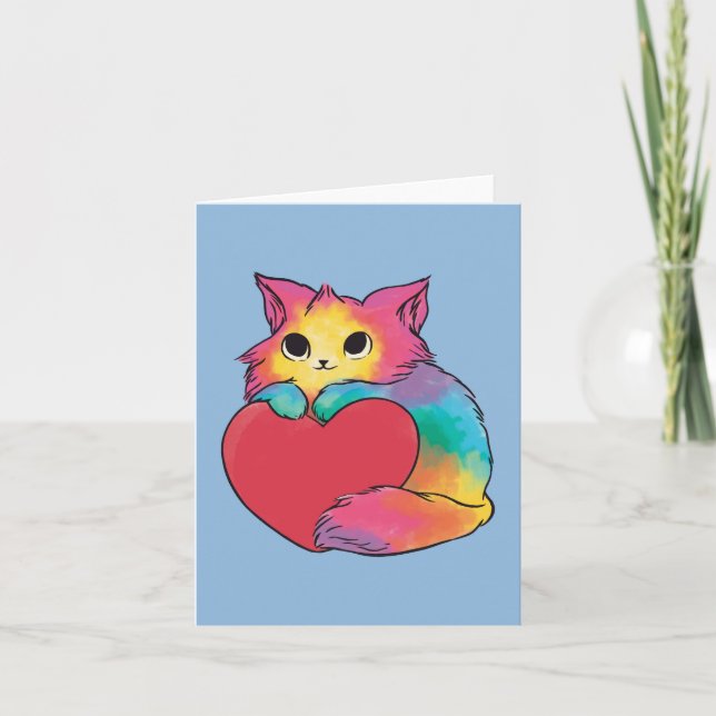 Carte Chaton d'amour arc-en-ciel intérieur vide (Devant)