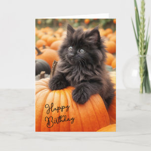 Carte Chaton D'Anniversaire D'Halloween Sur Citrouille