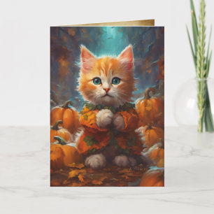 Carte Chaton Doux Cosy, Chat Tabby Cute, Halloween