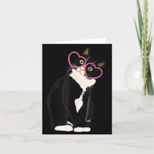 Carte Chaton noir cool coeur rouge Gles Happy Valenti