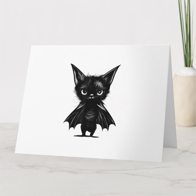 Carte Chaton Noir Grumpy Halloween En Costume De Chat (Devant)