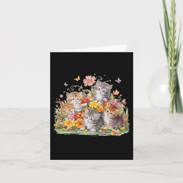Carte Chatons Et Presse Floraux Vintages (Devant)