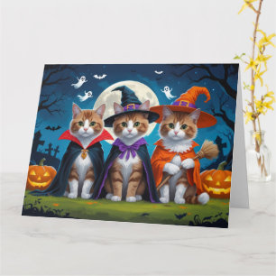 Carte Chats abyssins citrouille Halloween drôle