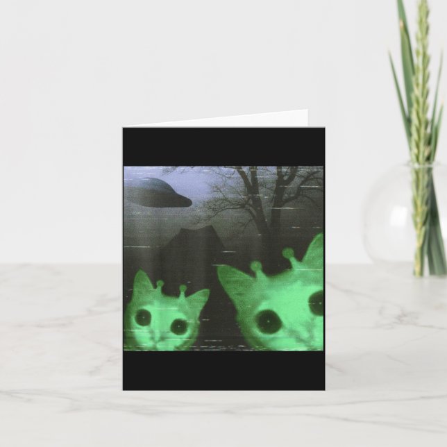 Carte Chats Aliens Ufo Drôle Chat Créatif Mème Pour Homm (Devant)