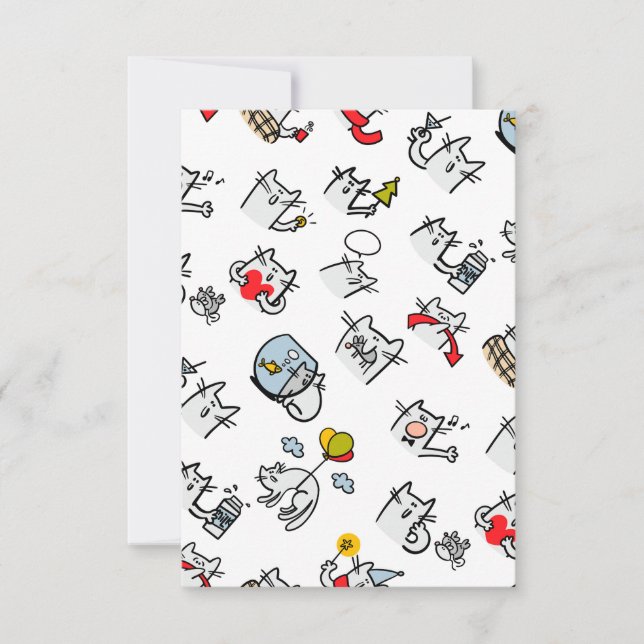 Carte Chats amusants, lait et magie. (Devant)