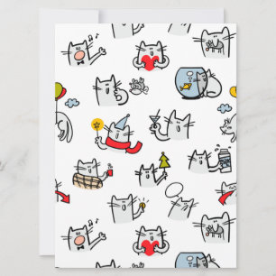 Carte Chats amusants, lait et magie.