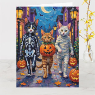 Carte Chats Angora Turcs en costumes d'Halloween