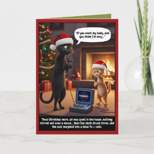Carte Chats anthropomorphes drôles de Noël