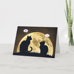 Carte Chats au clair de lune pour penser à vous