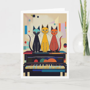 Carte Chats au piano