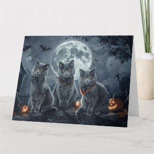 Carte Chats Bleus Russes Halloween Effrayant