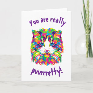 Carte Chats colorés Art esthétique Chat Pictures Chat Ar