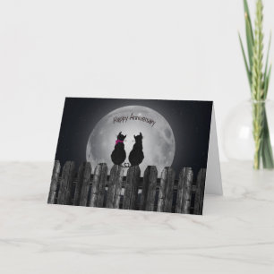 Carte Chats d'anniversaire de mariage sous le clair de l