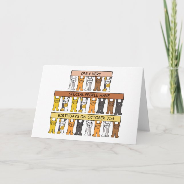 Carte Chats de caricature pour l'anniversaire d'Hallowee (Devant)