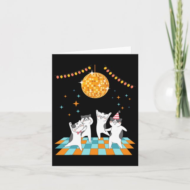 Carte Chats De Fête Dansant Sous Disco Ball (Devant)
