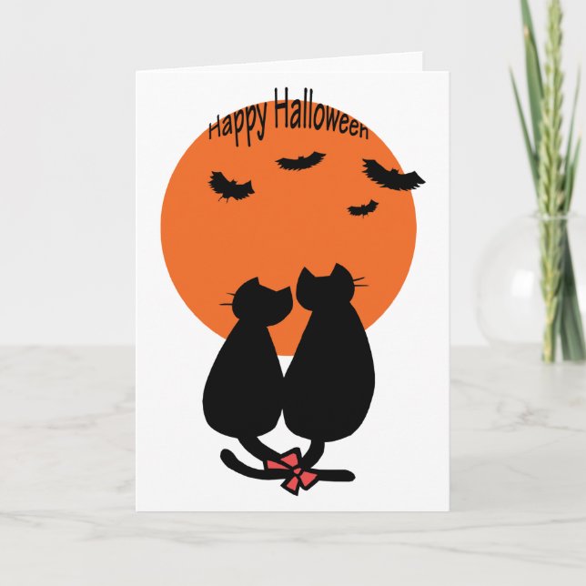 Carte Chats de Halloween Romance (Devant)