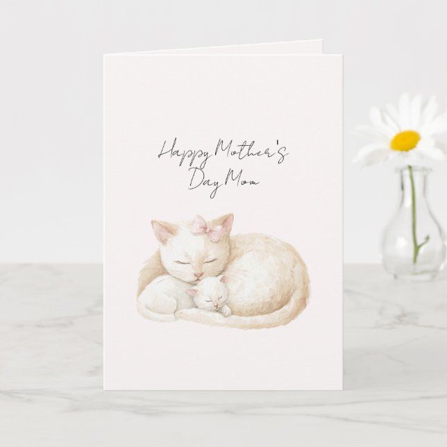Carte Chats de la fête des mères maman rose (Petite plante)
