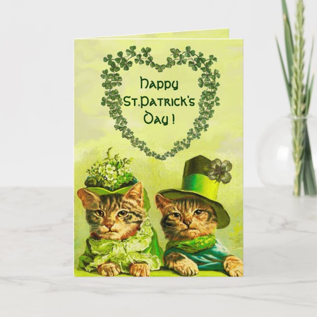 CARTE CHATS DE LA SAINT-PATRICK D'UNE AUTRE ÉPOQUE DRÔLE (Devant)