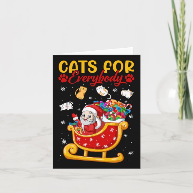 Carte Chats Drôle Pour Tout Le Monde Père Noël Sleigh Jo (Devant)
