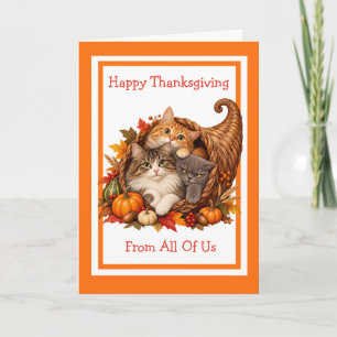 Carte Chats drôles Joyeux Thanksgiving de notre part à t