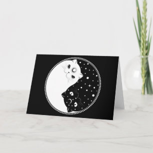 Carte Chats en noir et blanc, signe yin yang