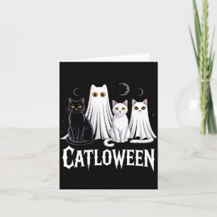 Carte Chats fantômes effrayants Catloween Citrouille Mig