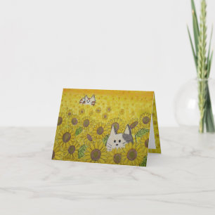 Carte Chats mignons dans les tournesols Cacher et cherch