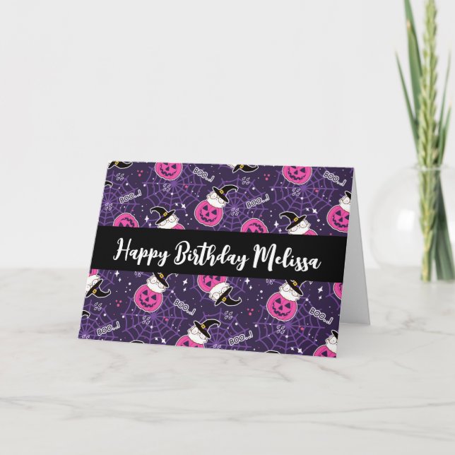 Carte Chats mignons et citrouilles motif d'Halloween (Devant)