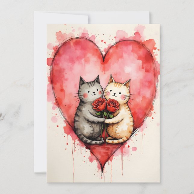 Carte Chats mignons fantaisistes pour la Saint-Valentin  (Devant)