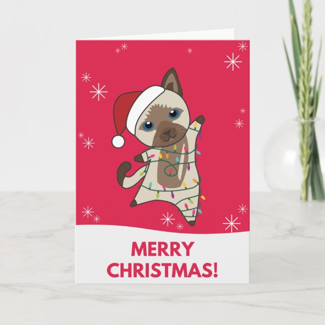 Carte Chats Noël Neige Hiver Animaux (Devant)