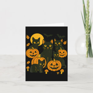 Carte Chats noirs avec citrouilles de Jack, lune et chau