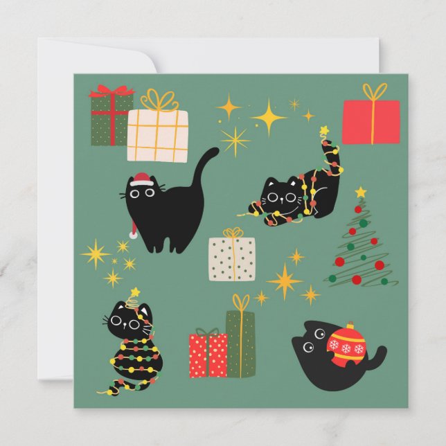 Carte Chats noirs de Noël (Devant)