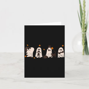 Carte Chats noirs en chat fantôme mignon Halloween