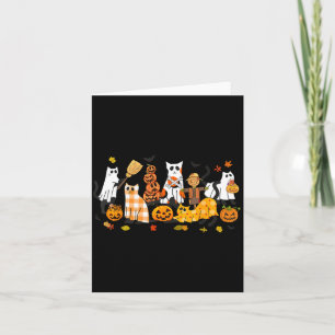 Carte Chats noirs mignons fantôme Halloween Citrouille A