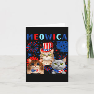 Carte Chats patriotiques Meowica 4 juillet Chat drôle am