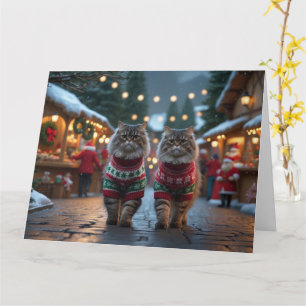 Carte Chats Persans Noël Neige Vacances