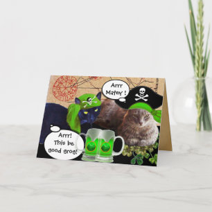 Carte CHATS PIRATES ET PINTES DE BIÈRE VERTE, St. Patric