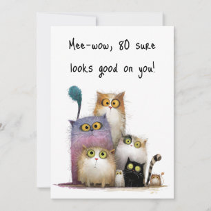 Carte Chats pittoresques aux grands yeux pour 80e annive