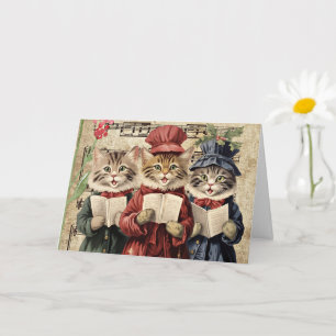 Carte Chats qui chantent des chants de Noël