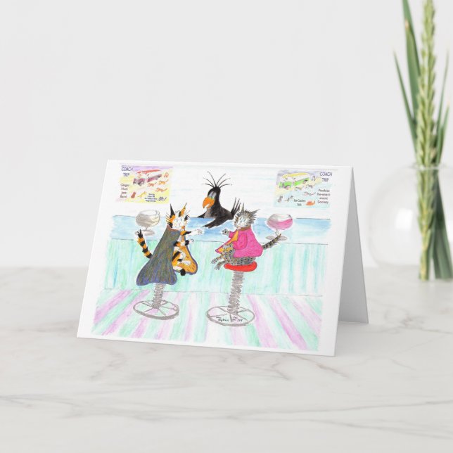 Carte Chats Qui Déjeunent, Vin O'Clock (Devant)