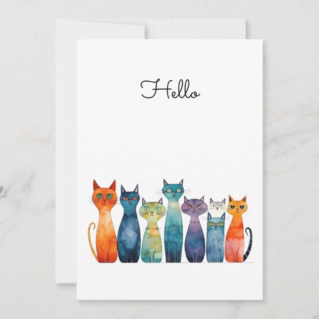 Carte Chats Quirky Bonjour Personnalisable Appartement (Devant)