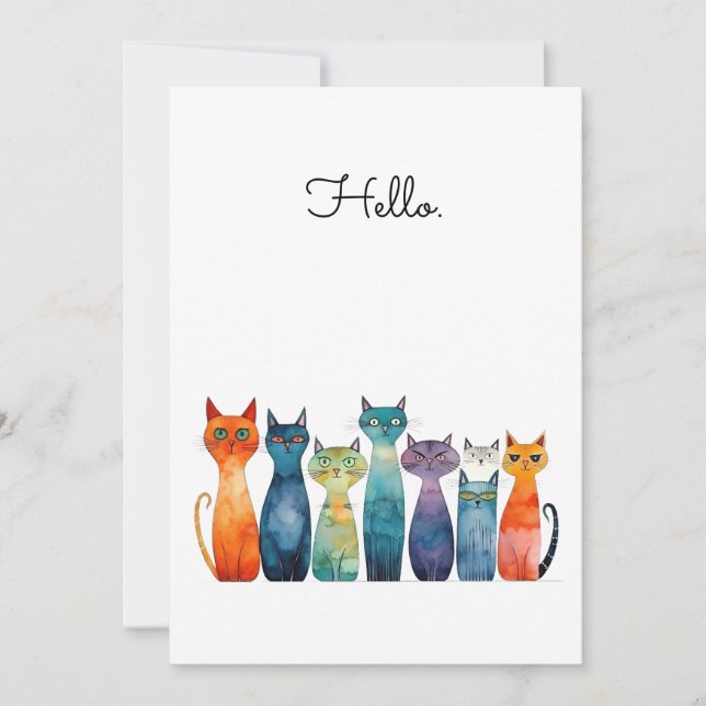 Carte Chats Quirky Bonjour Personnalisable Appartement (Devant)