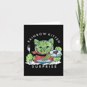 Carte Chats Rainbow Kitten Surprise mignonne Manger Retr