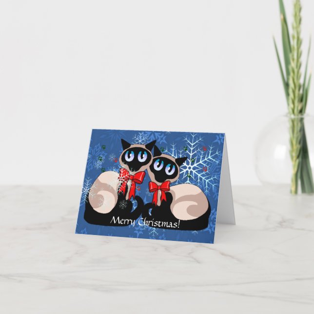 Carte - Chats siamois de Noël (Devant)