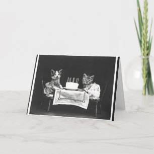 Carte Chats vintages à une fête d'anniversaire